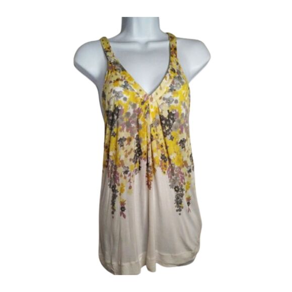 AMERICAN EAGLE Floral Racerback Tank Yellow Purple Gray Blue Women's Size Small - Picture 1 of 6